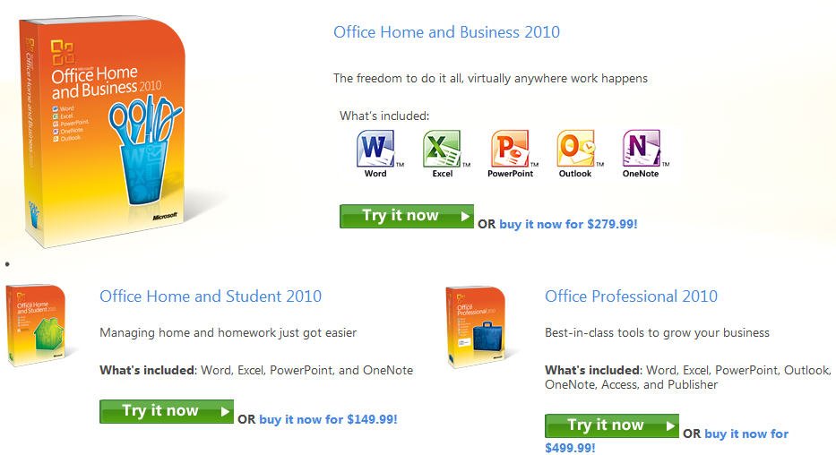 free trial microsoft office 2010
